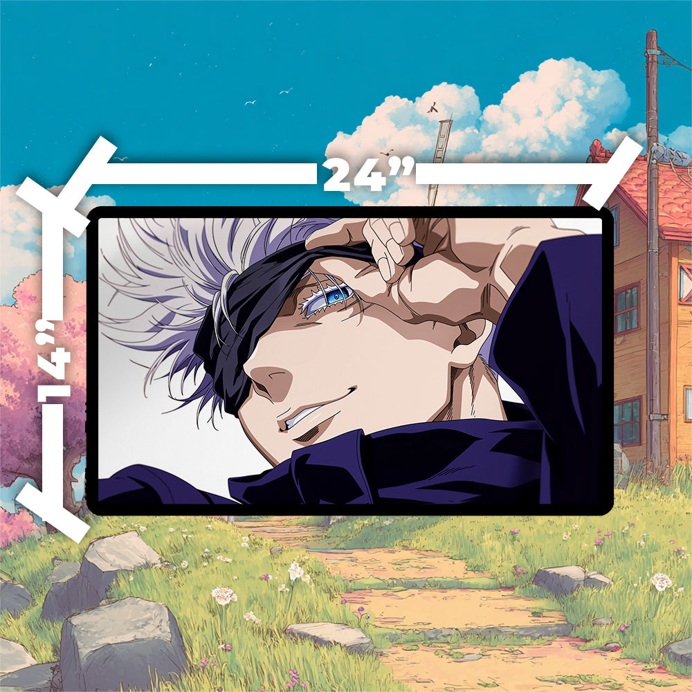 Gojo Satoru Playmat | Jujutsu Kaisen Art | Anime Playmat No Zones | 24x14 | 32x16 Sizes
