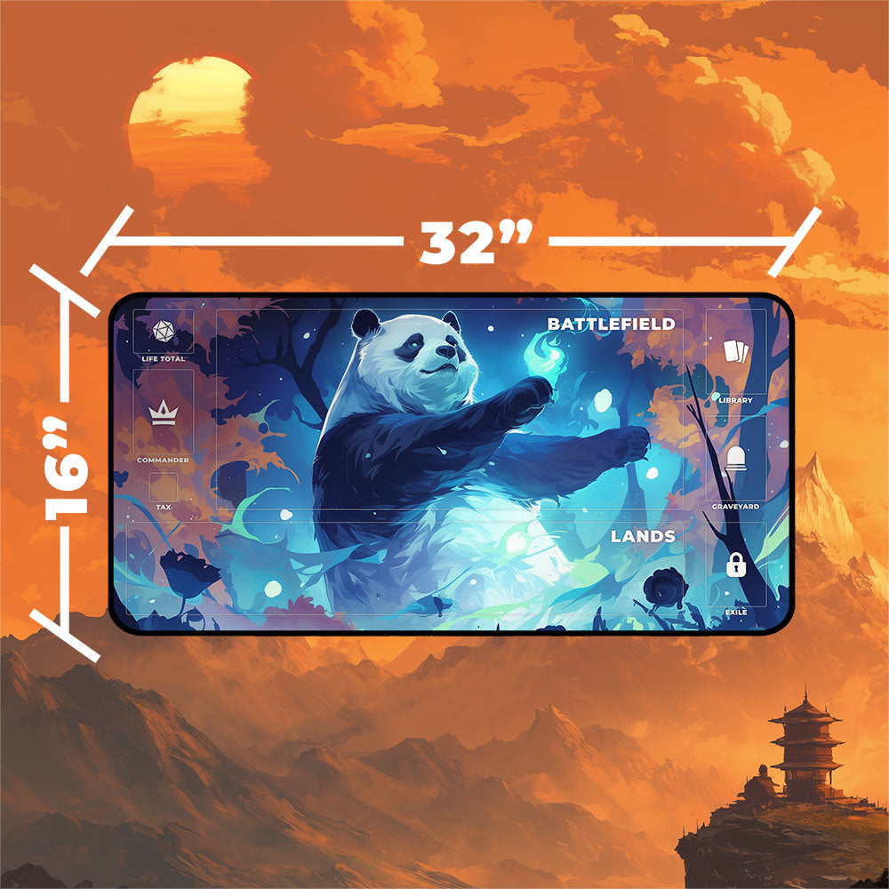 Hei Bai Playmat | Magic the Gathering Playmat | Panda Spirit With Zones Option | 24x14 | 32x16 Sizes
