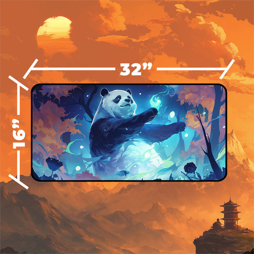Hei Bai Playmat | Magic the Gathering Playmat | Panda Spirit With Zones Option | 24x14 | 32x16 Sizes