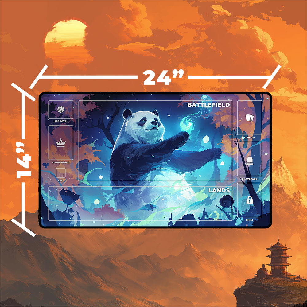 Hei Bai Playmat | Magic the Gathering Playmat | Panda Spirit With Zones Option | 24x14 | 32x16 Sizes