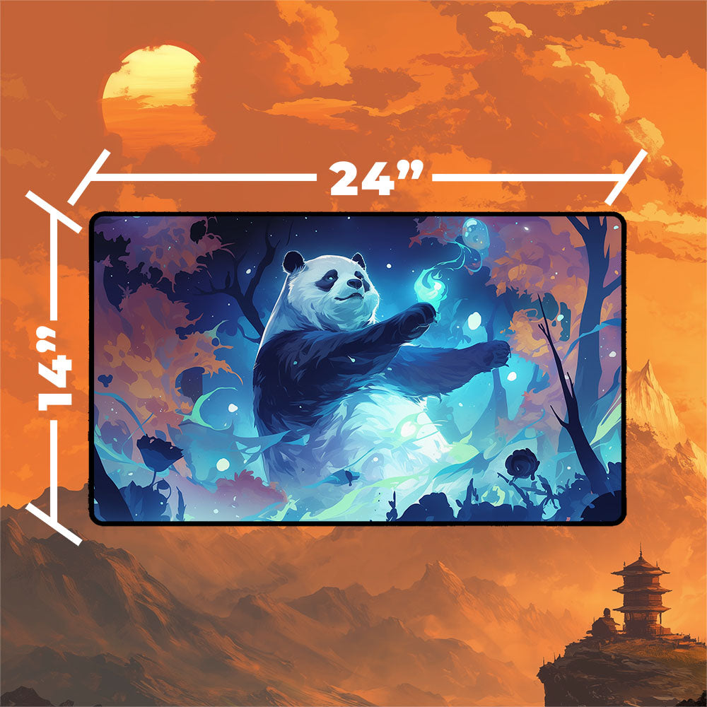 Hei Bai Playmat | Magic the Gathering Playmat | Panda Spirit With Zones Option | 24x14 | 32x16 Sizes
