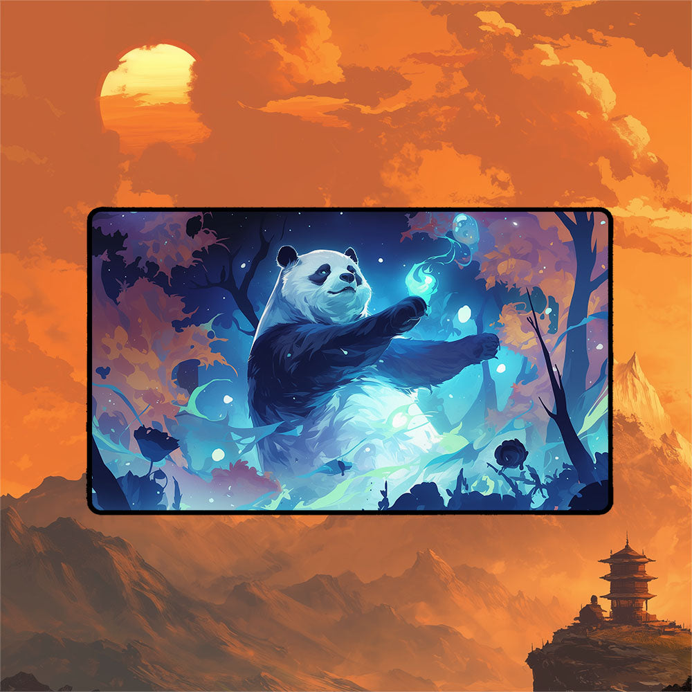 Hei Bai Playmat | Magic the Gathering Playmat | Panda Spirit With Zones Option | 24x14 | 32x16 Sizes