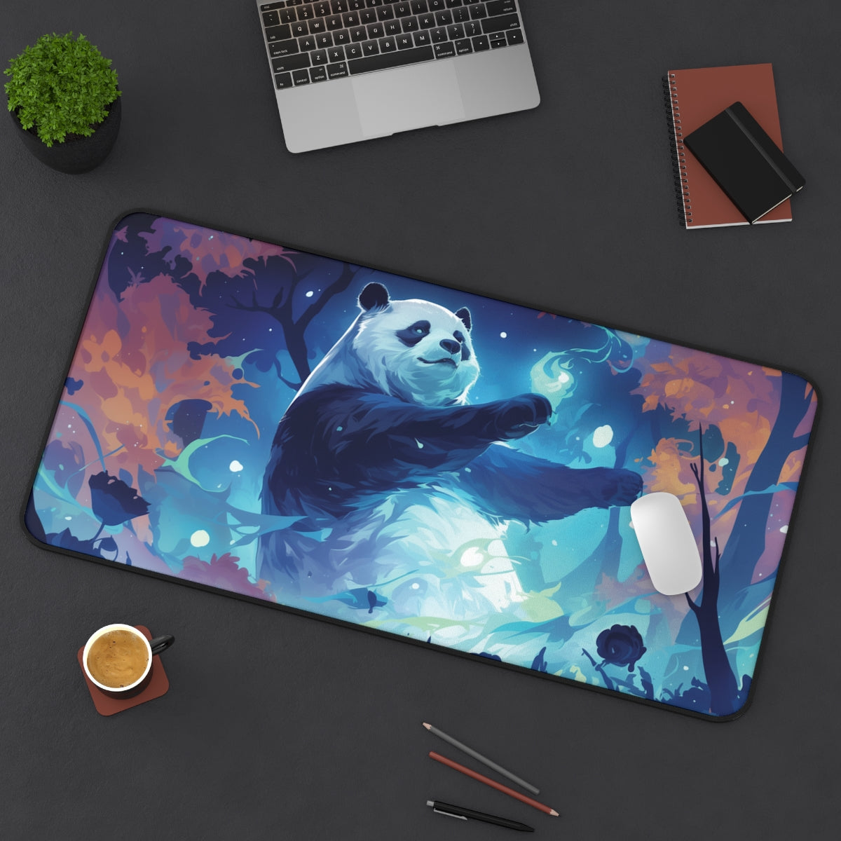 Hei Bai Playmat | Magic the Gathering Playmat | Panda Spirit With Zones Option | 24x14 | 32x16 Sizes