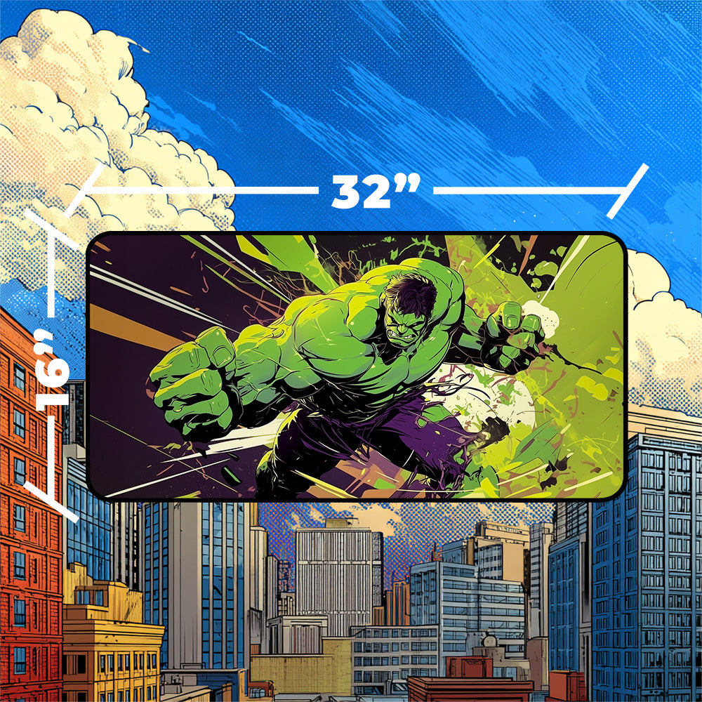 Green Monster Playmat | Explosive Comic Smash Art