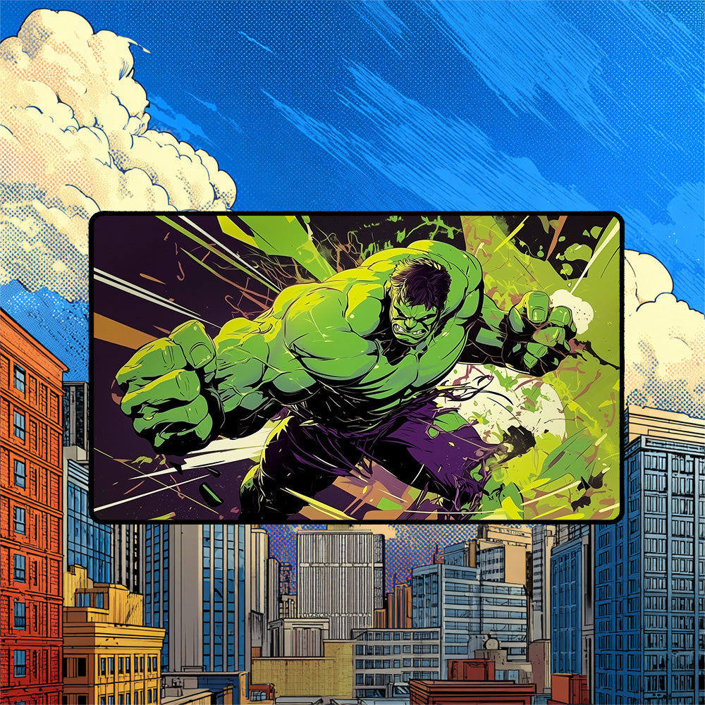 Green Monster Playmat | Explosive Comic Smash Art