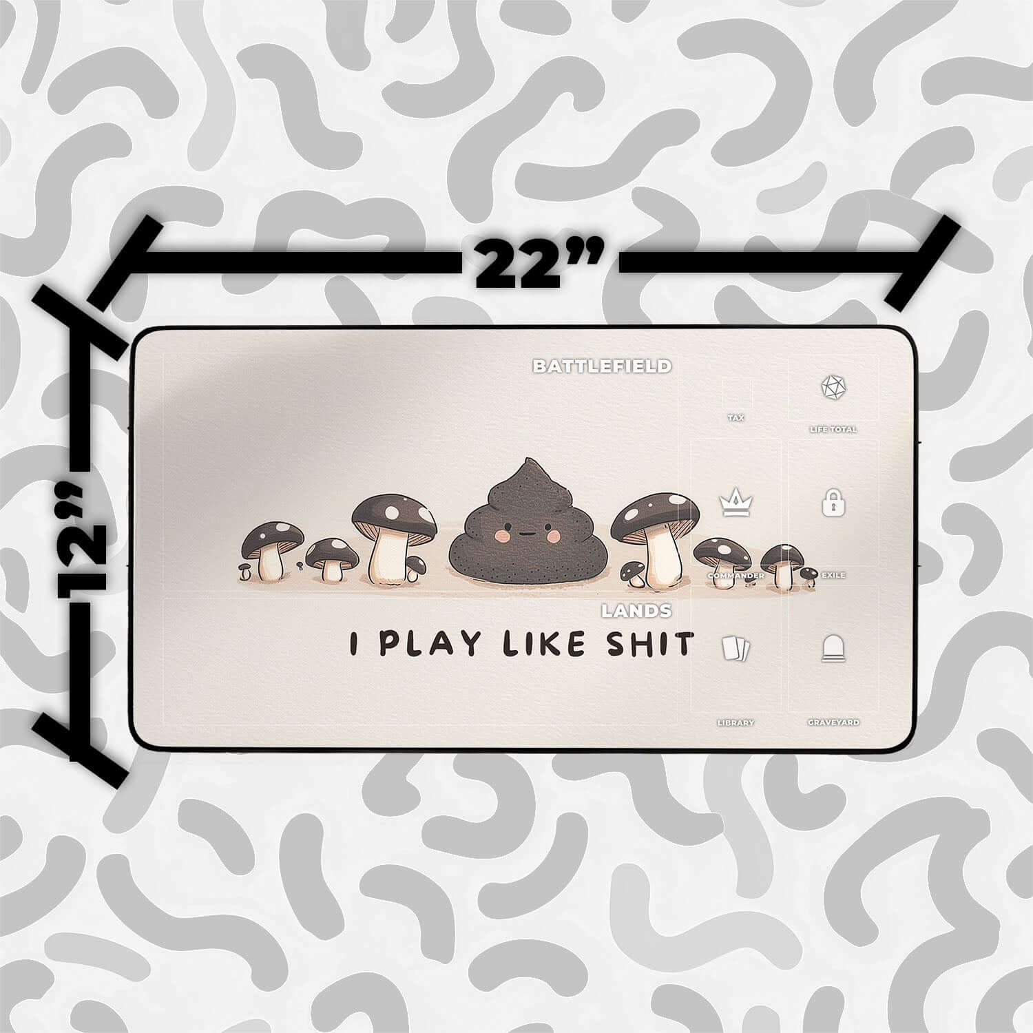 I Play Like Shit Funny Playmat | Magic the Gathering Playmat | Gag Gift for Card Players with Zones Option | 24x14 | 22x12 | 32x16 Sizes