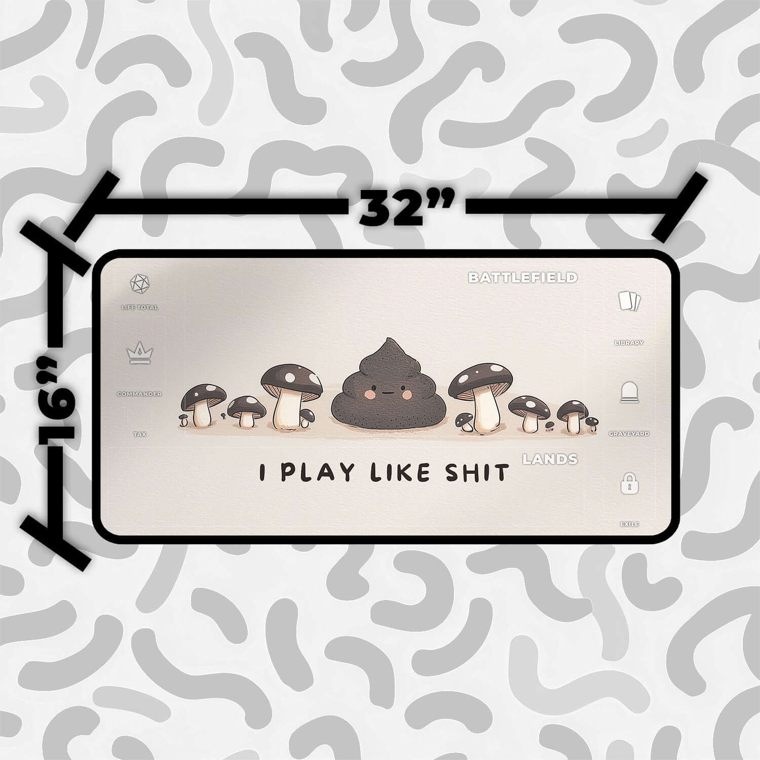 I Play Like Shit Funny Playmat | Magic the Gathering Playmat | Gag Gift for Card Players with Zones Option | 24x14 | 22x12 | 32x16 Sizes