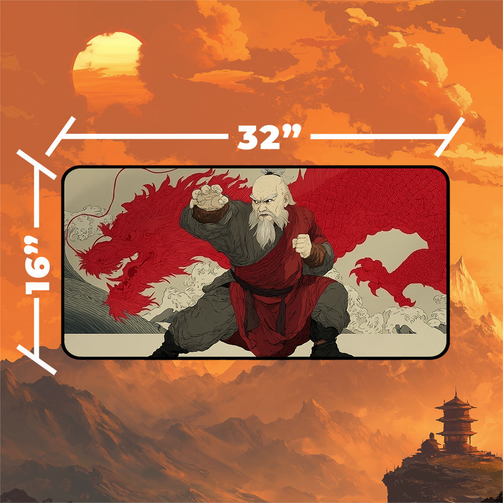 Iroh Playmat | Magic the Gathering Playmat | Dragon of the West Ukiyo-e Art With MTG Zones | 24x14 | 32x16 Sizes