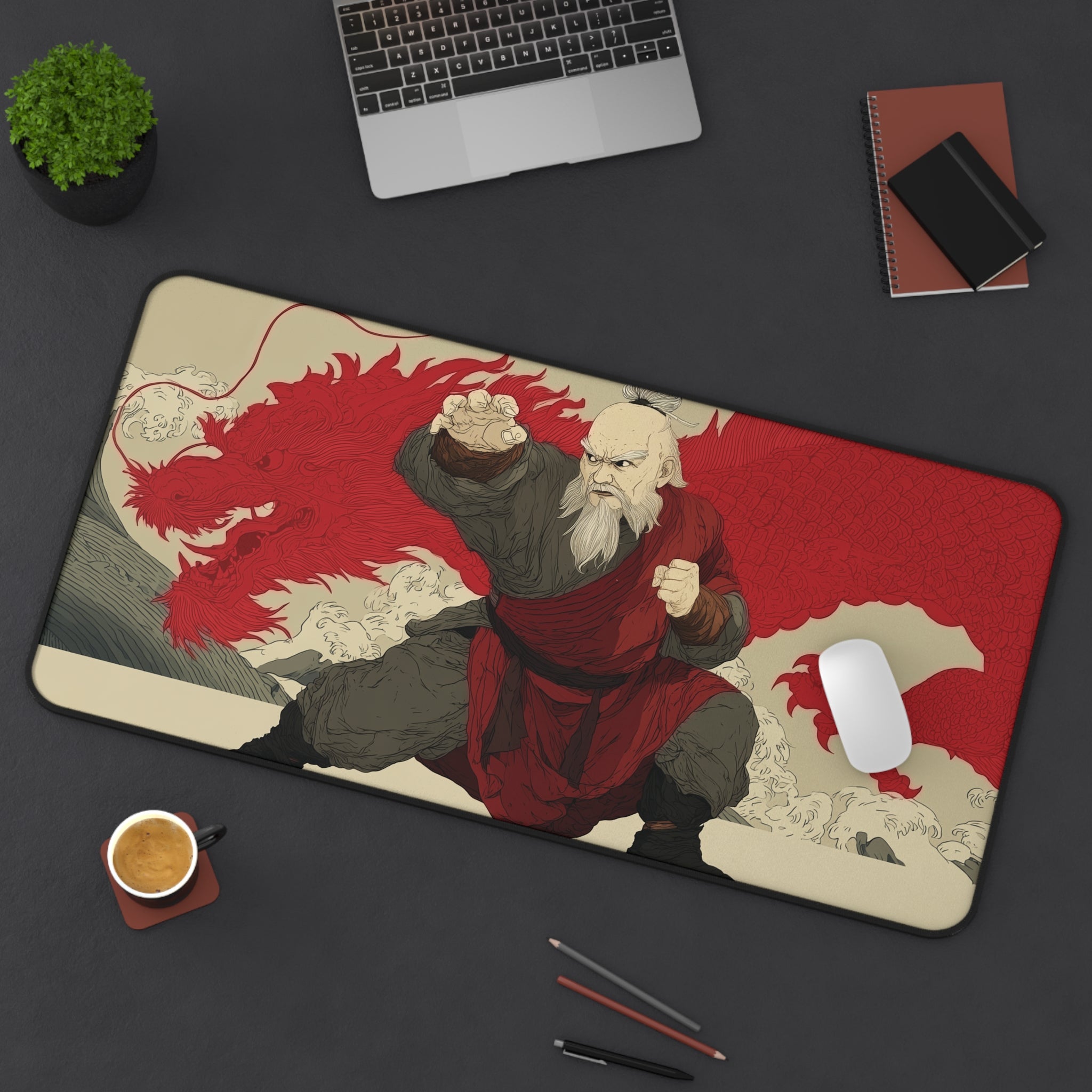 Iroh Playmat | Magic the Gathering Playmat | Dragon of the West Ukiyo-e Art With MTG Zones | 24x14 | 32x16 Sizes