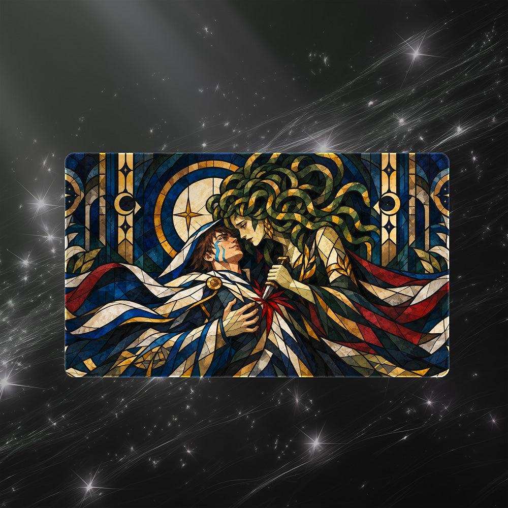 Gorgon Sorceress Borderless Cathedral Glass Mercy Fantasy Playmat 24x14 32x16