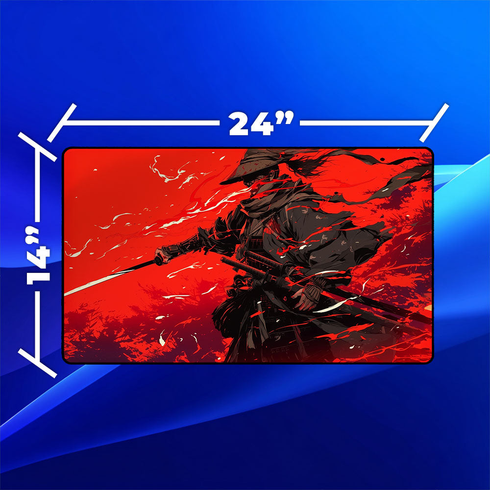 Jin Sakai Playmat | Magic the Gathering Playmat | Ghost of Tsushima Samurai With Zones Option | 24x14 | 32x16 Sizes
