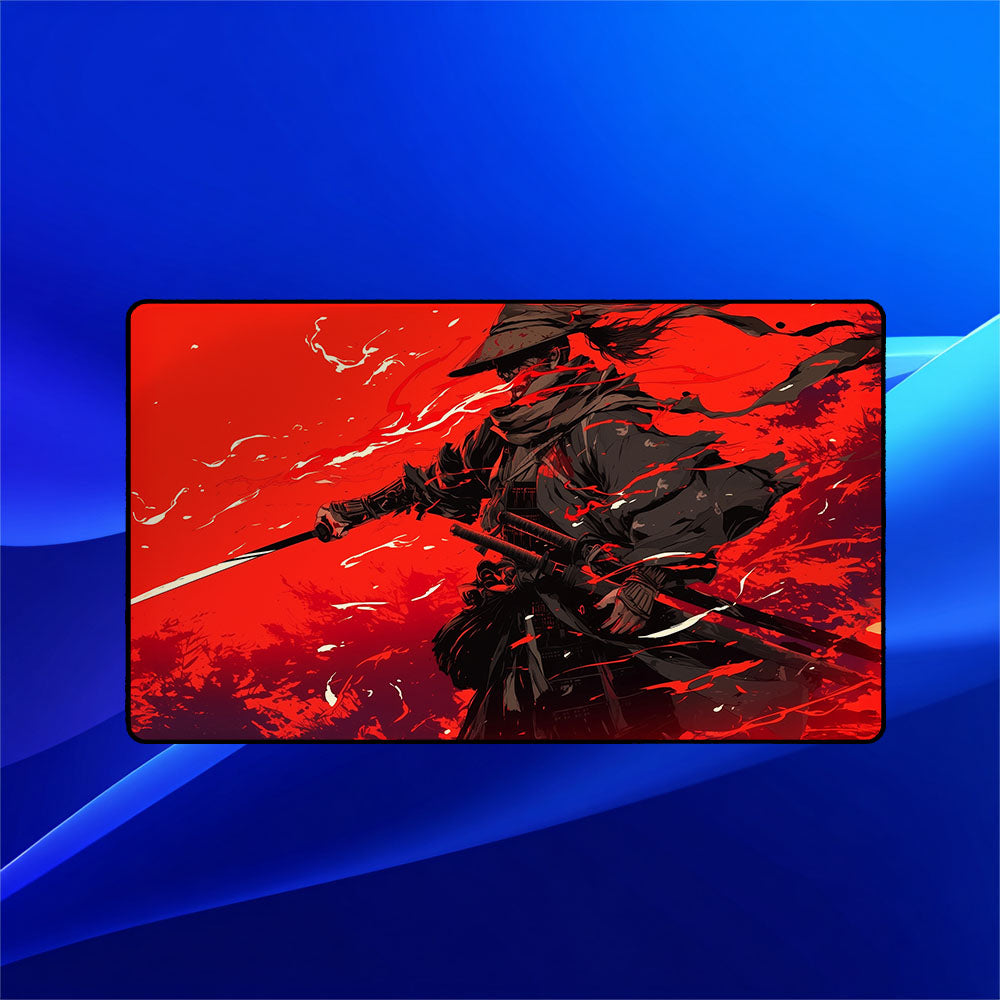 Jin Sakai Playmat | Magic the Gathering Playmat | Ghost of Tsushima Samurai With Zones Option | 24x14 | 32x16 Sizes