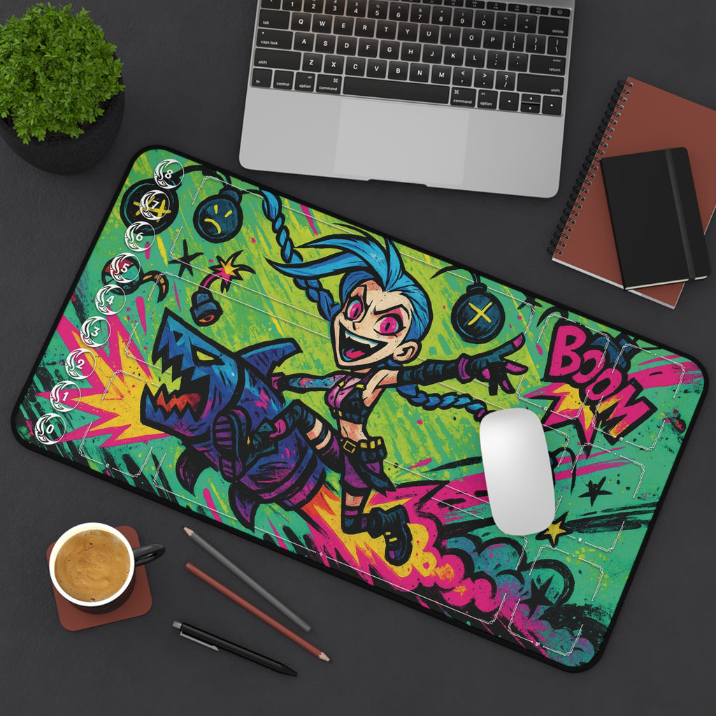 Jinx Playmat | Riftbound League of Legends Playmat | Graffiti Playmat With or Without Zones | 24x14 Size