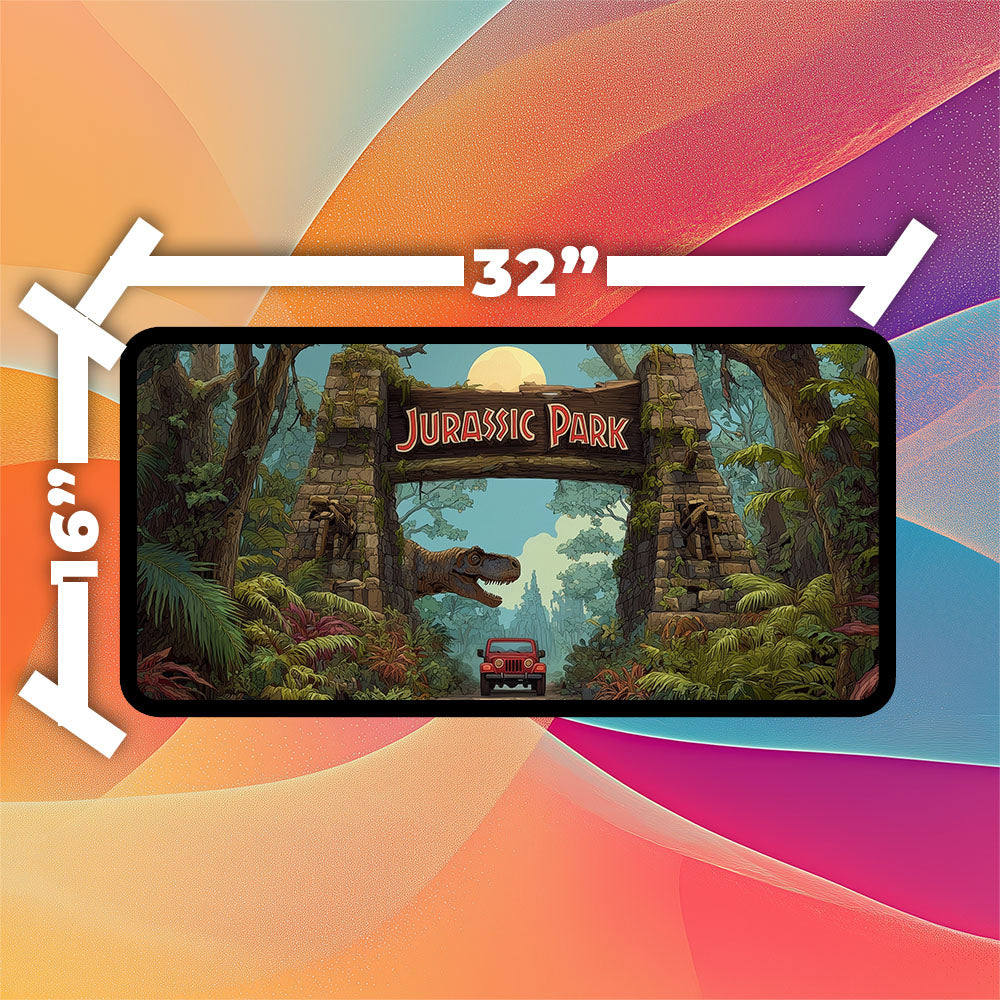 Jurassic Park Playmat | TCG Playmat | Dinosaur Theme Park Playmat Zones Option | 24x14 | 32x16