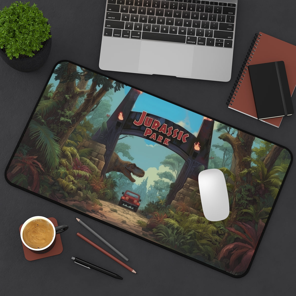 Jurassic Park Playmat | TCG Playmat | Dinosaur Theme Park Playmat Zones Option | 24x14 | 32x16