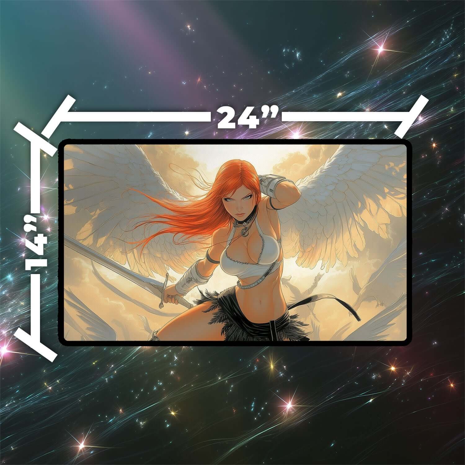 Kaalia of the Vast Playmat | Magic the Gathering Playmat | Redhead Angel Playmat with Zones Option | 24x14 | 22x12 | 32x16 Sizes