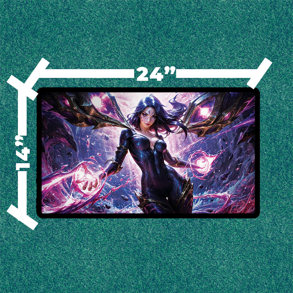 Kai’Sa Riftbound Playmat | League of Legends TCG Playmat | Void Marksman Anime Art With Zones Option | 24x14 Size