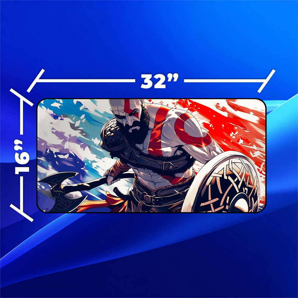 Kratos Playmat | Magic the Gathering Playmat | God of War With Zones Option | 24x14 | 32x16 Sizes