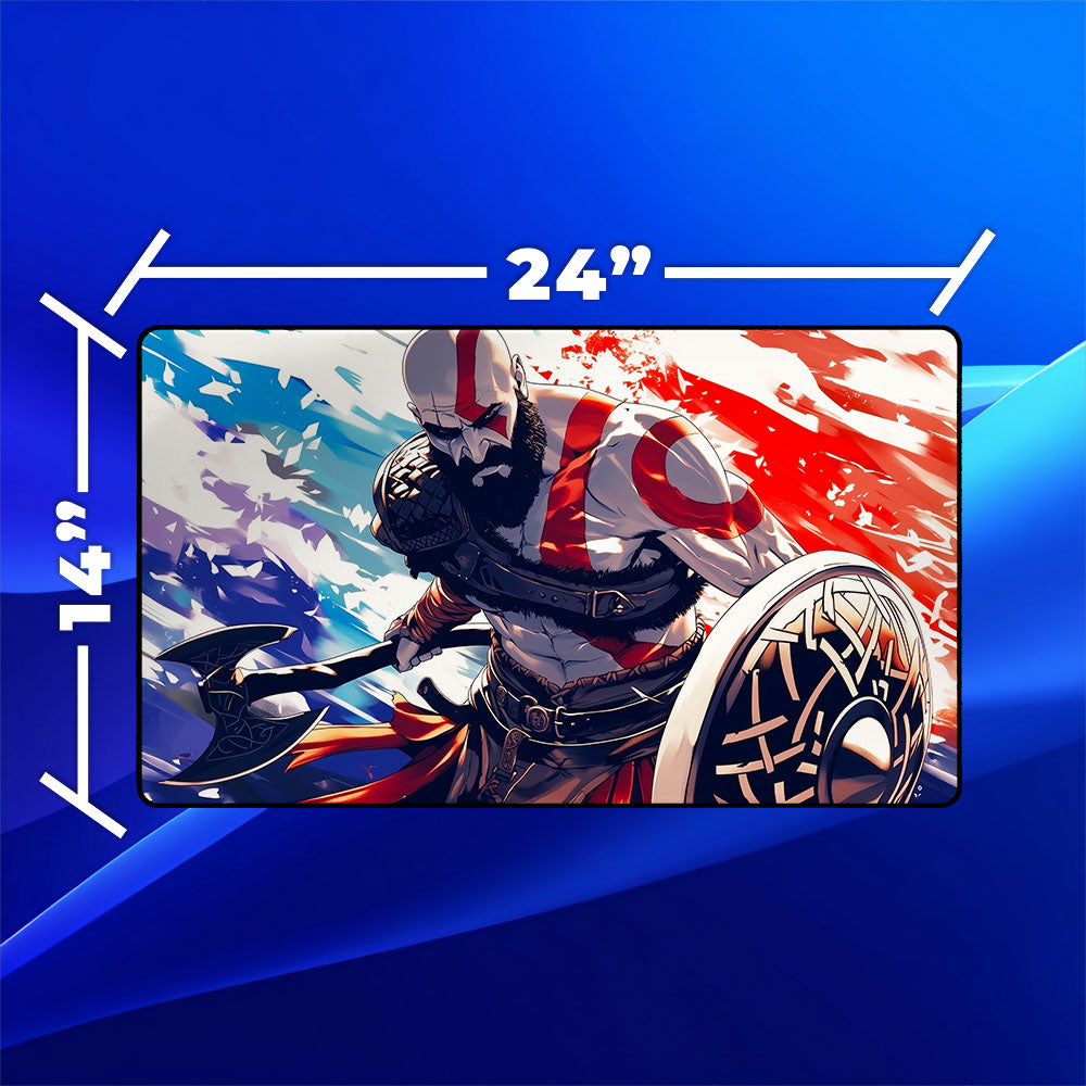 Kratos Playmat | Magic the Gathering Playmat | God of War With Zones Option | 24x14 | 32x16 Sizes