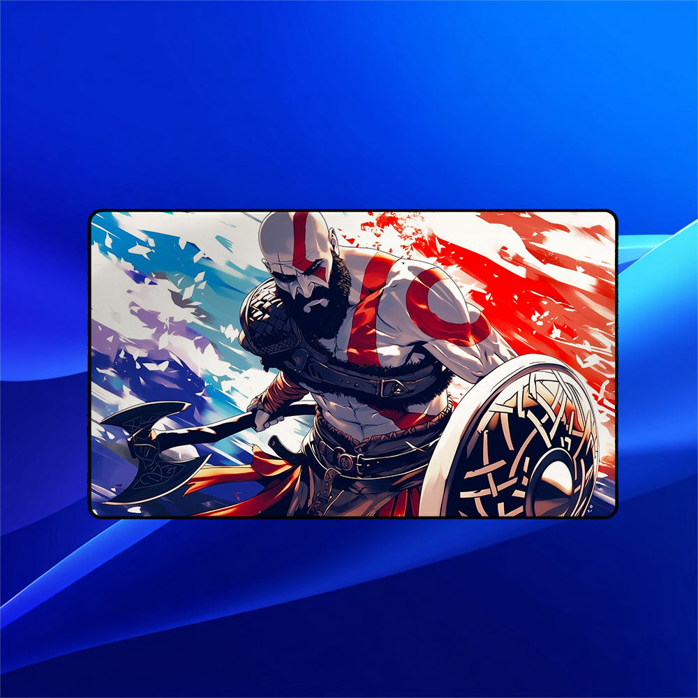 Kratos Playmat | Magic the Gathering Playmat | God of War With Zones Option | 24x14 | 32x16 Sizes