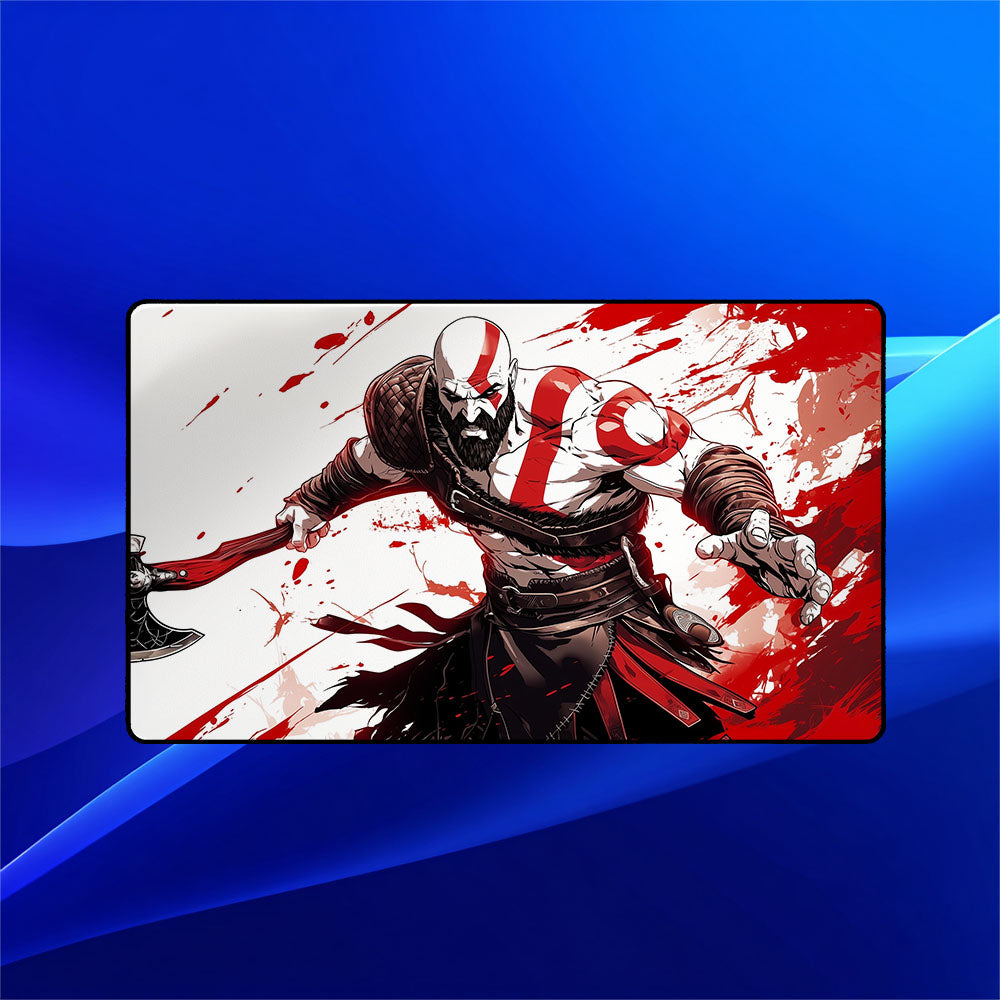 Kratos Playmat | Magic the Gathering Playmat | Blood Rage Warrior Stance With MTG Zones Option | 24x14 | 32x16 Sizes