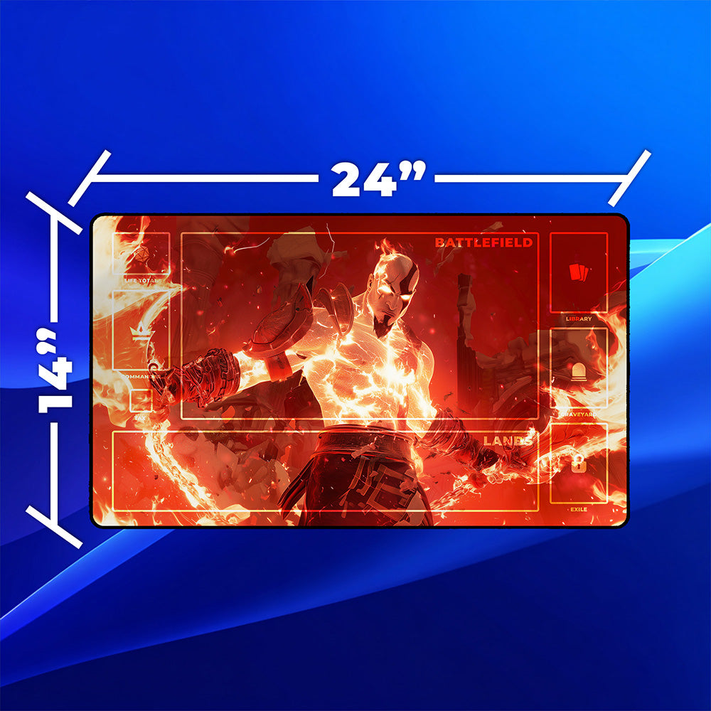 Spartan Warrior Rage Playmat | Blazing Fire Battle Mat