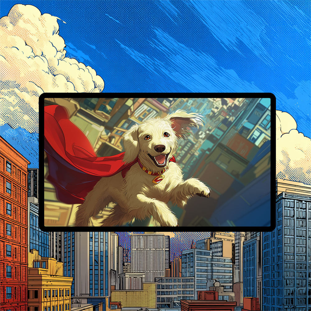 Krypto Playmat | TCG Playmat | Cute Superdog No Zones Option | 24x14 | 22x12 | 32x16 Sizes