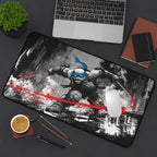 Leonardo TMNT playmat featuring bold black noir art of Leonardo poised for action.