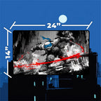 Leonardo TMNT playmat featuring striking black noir art and dynamic action illustration.