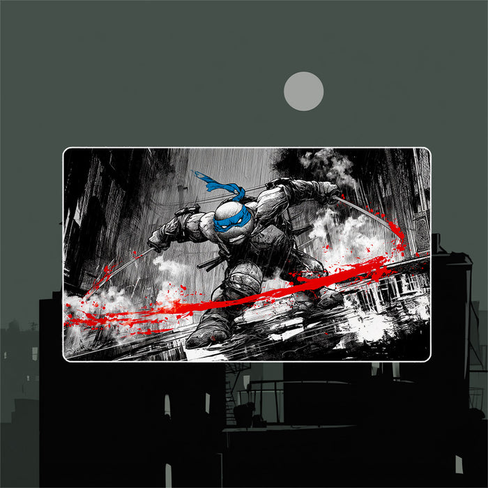 Blue Mask Turtle Leader Playmat (Borderless) | Black Noir Ink Mat