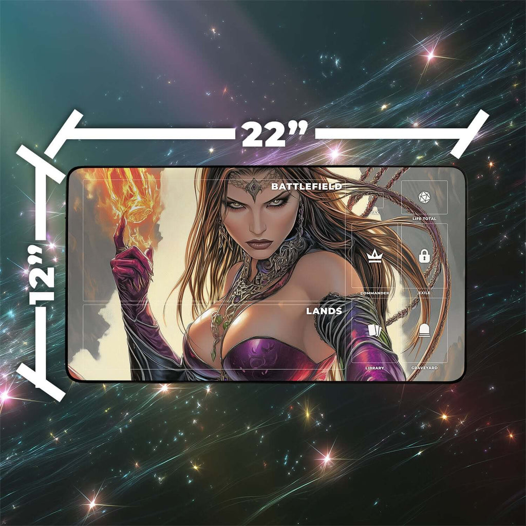 Liliana of the Veil Playmat | Magic the Gathering Playmat | Necromancer Playmat with Zones Option | 24x14 | 22x12 | 32x16 Sizes
