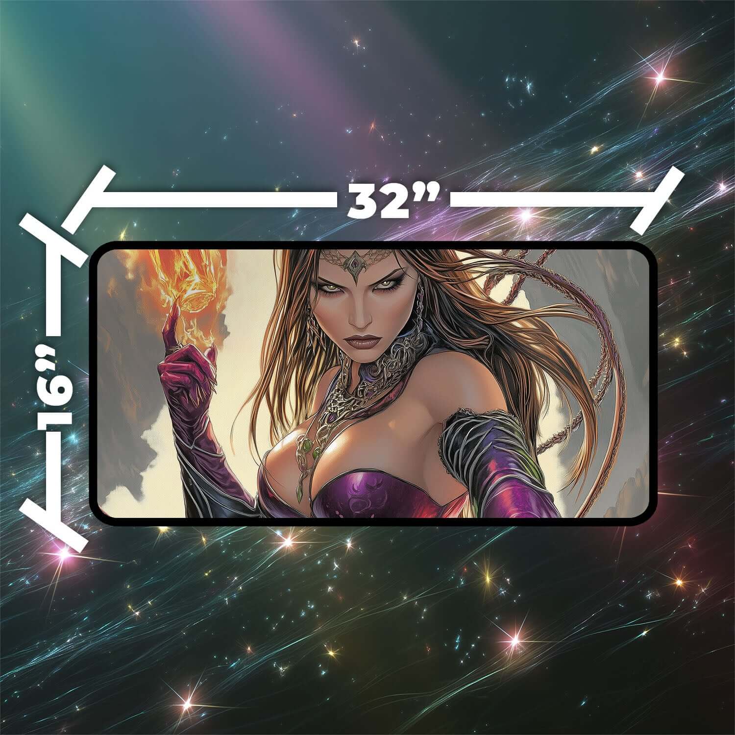 Liliana of the Veil Playmat | Magic the Gathering Playmat | Necromancer Playmat with Zones Option | 24x14 | 22x12 | 32x16 Sizes