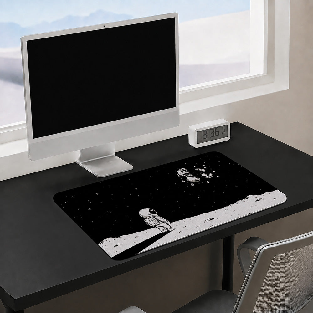 Lonely Astronaut Shattered Moon Desk Mat 24x14 36x18 48x24
