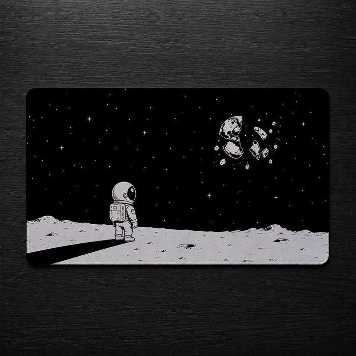 Lonely Astronaut Shattered Moon Desk Mat 24x14 36x18 48x24