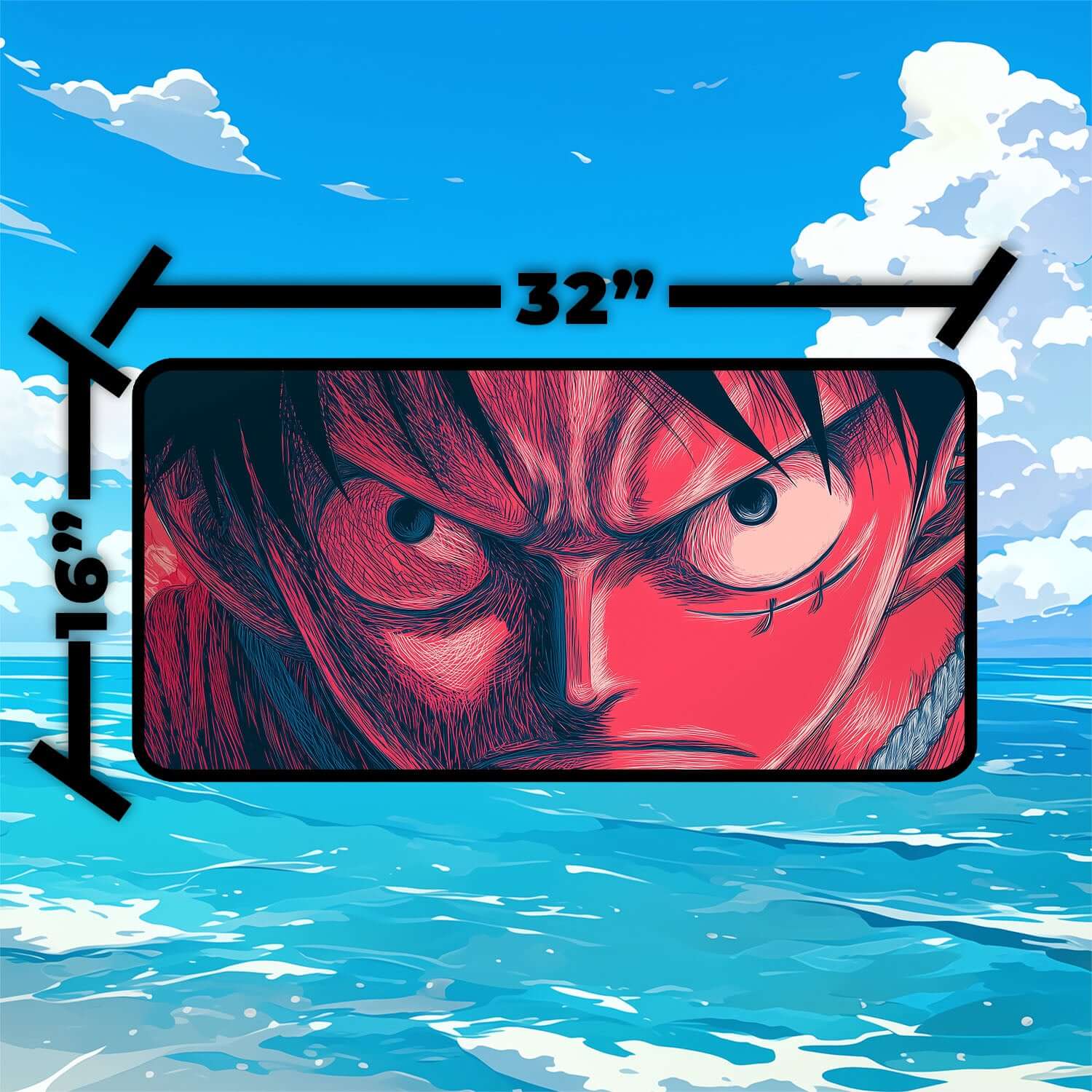 Monkey D. Luffy Playmat | One Piece Playmat | Straw Hat Crew Playmat with Zones Option | 24x14 | 22x12 | 32x16 Sizes