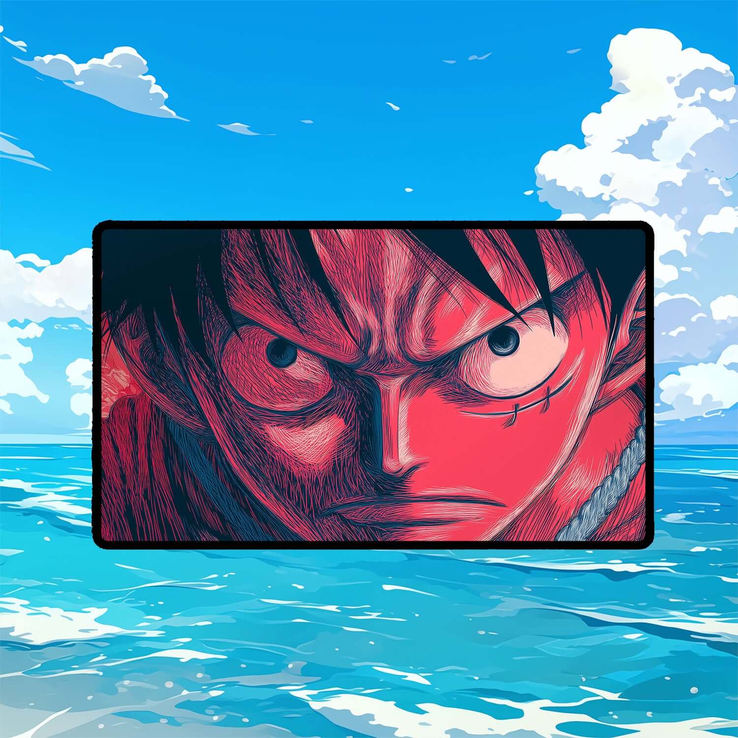 Monkey D. Luffy Playmat | One Piece Playmat | Straw Hat Crew Playmat with Zones Option | 24x14 | 22x12 | 32x16 Sizes