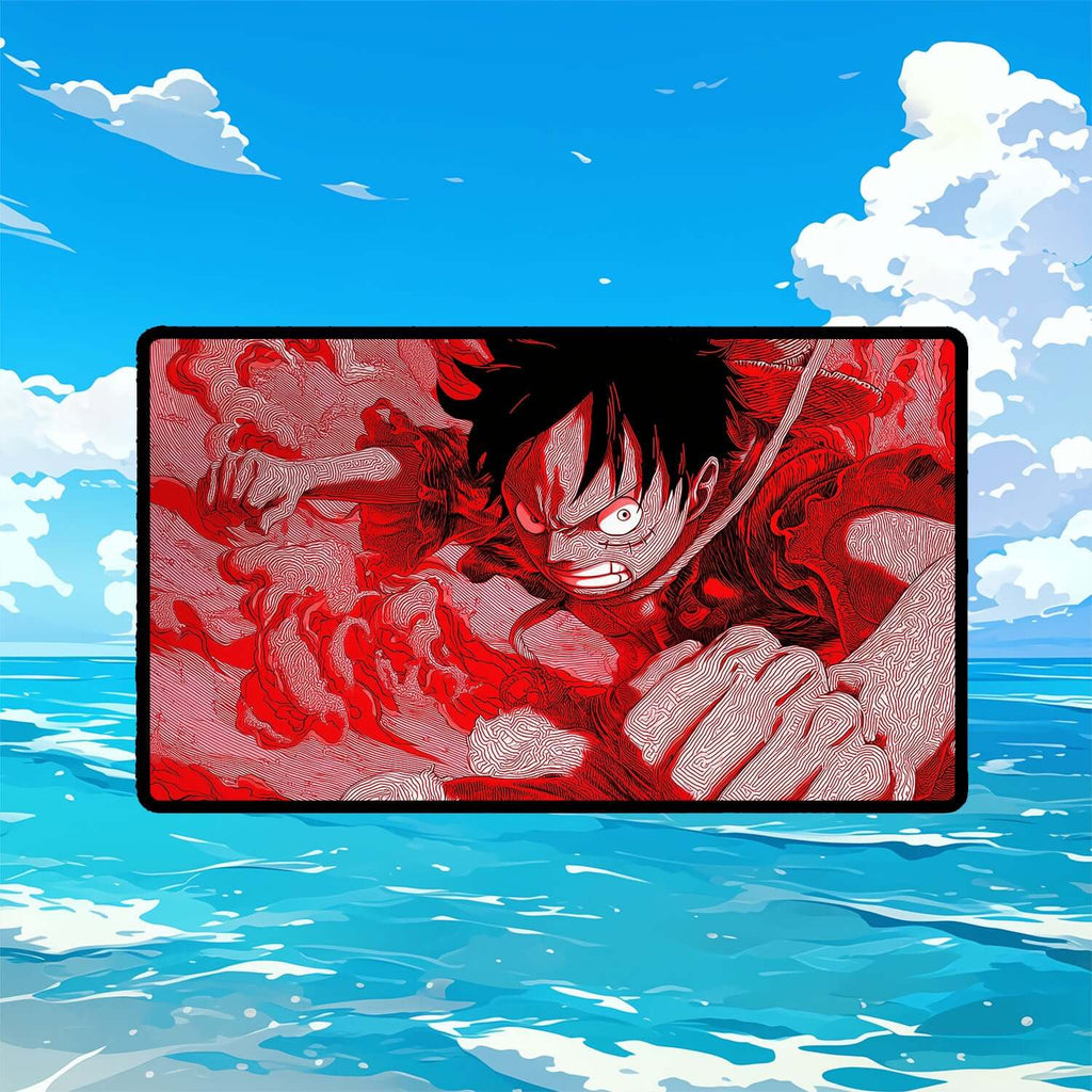 Luffy Punch Playmat | One Piece Playmat | Straw Hat Crew Playmat with Zones Option | 24x14 | 22x12 | 32x16 Sizes