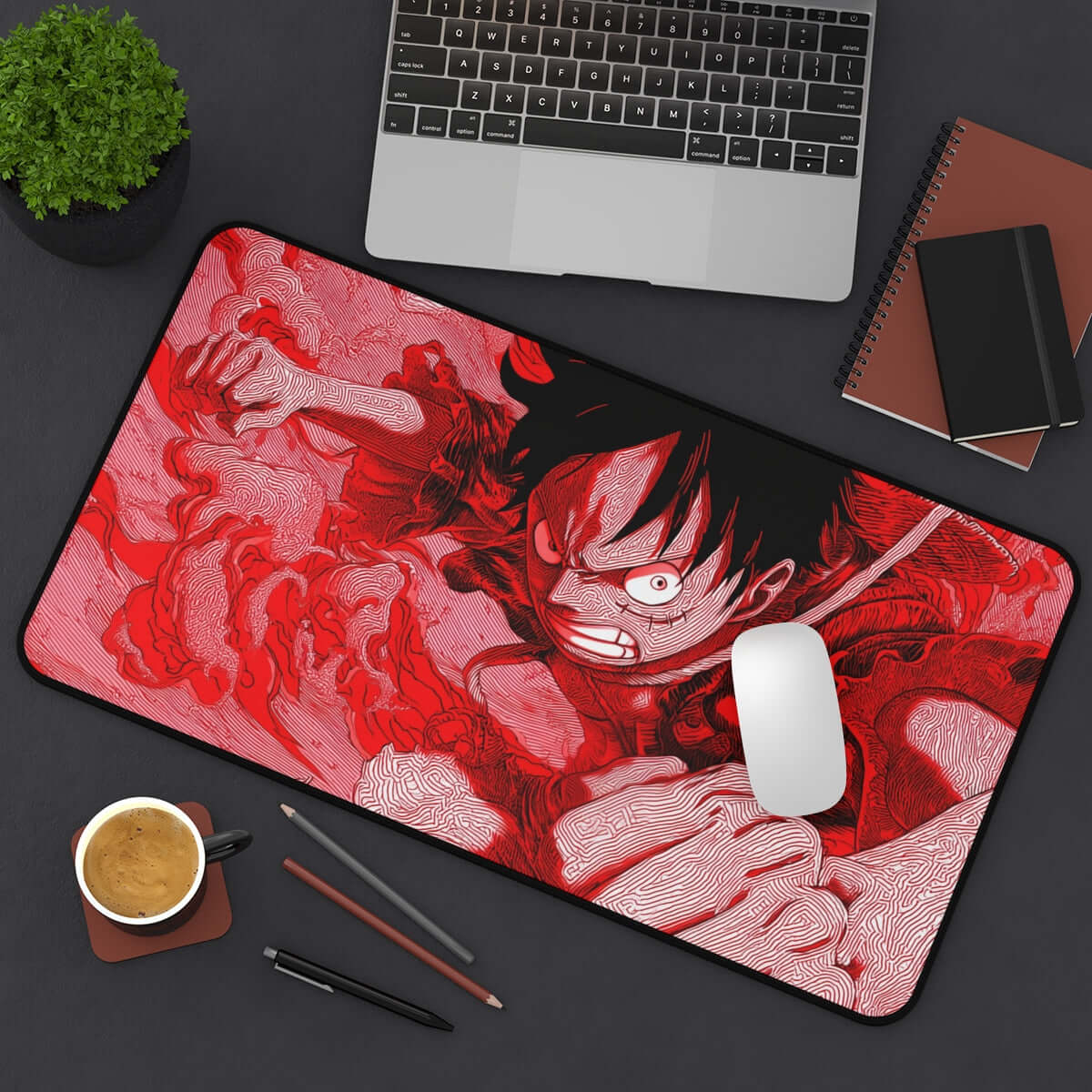 Luffy Punch Playmat | One Piece Playmat | Straw Hat Crew Playmat with Zones Option | 24x14 | 22x12 | 32x16 Sizes