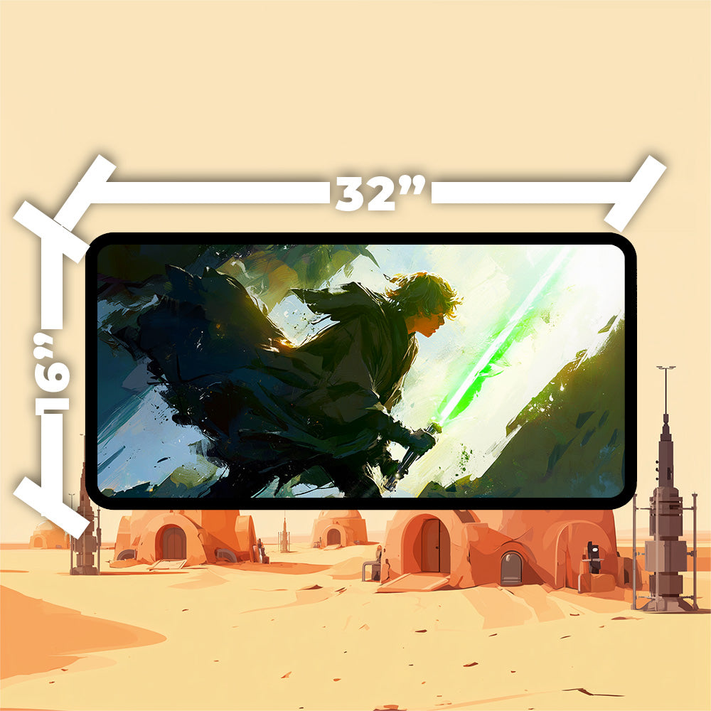 Luke Skywalker Playmat Jedi Battle Scene | Star Wars Playmat No Zones Option | 24x14 | 32x16