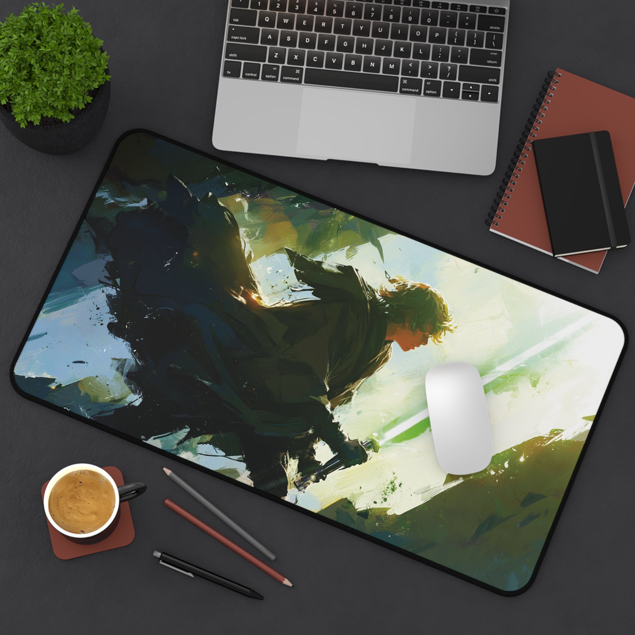 Luke Skywalker Playmat Jedi Battle Scene | Star Wars Playmat No Zones Option | 24x14 | 32x16