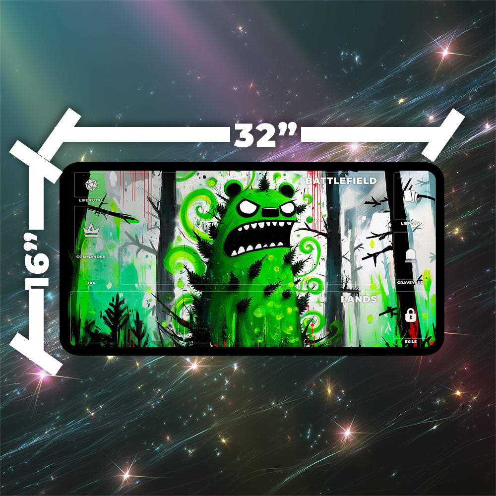 Lumra Bellow of the Woods Playmat | TCG Playmat | Cute Doodle Style Elemental Bear Artwork No Zones Option | 24x14 | 32x16 Sizes