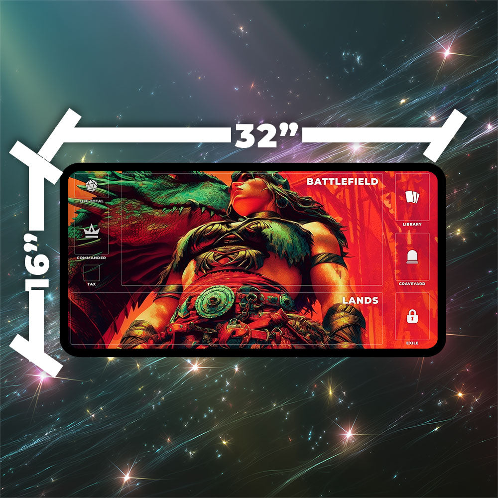 Magda, Brazen Outlaw Playmat | Magic the Gathering Playmat | Iconic Dwarf Playmat with Zones Option | 24x14 | 22x12 | 32x16 Sizes