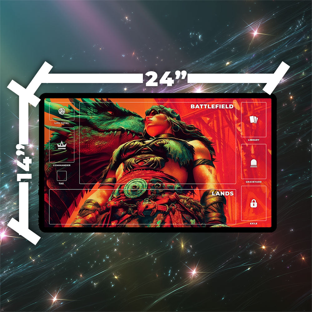 Magda, Brazen Outlaw Playmat | Magic the Gathering Playmat | Iconic Dwarf Playmat with Zones Option | 24x14 | 22x12 | 32x16 Sizes