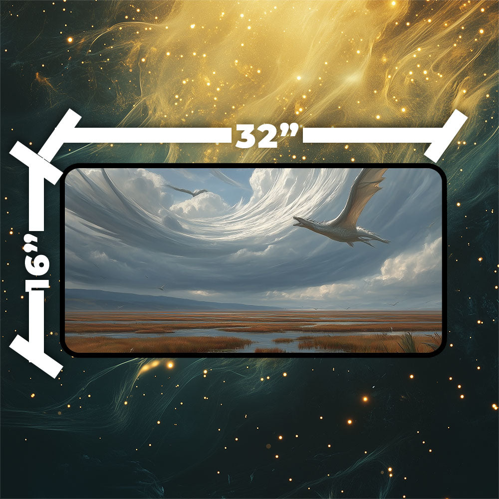 Marsh Flats Playmat | Magic the Gathering Playmat | Dragon Fetch Land MTG Playmat with Zones Option | 24x14 | 32x16