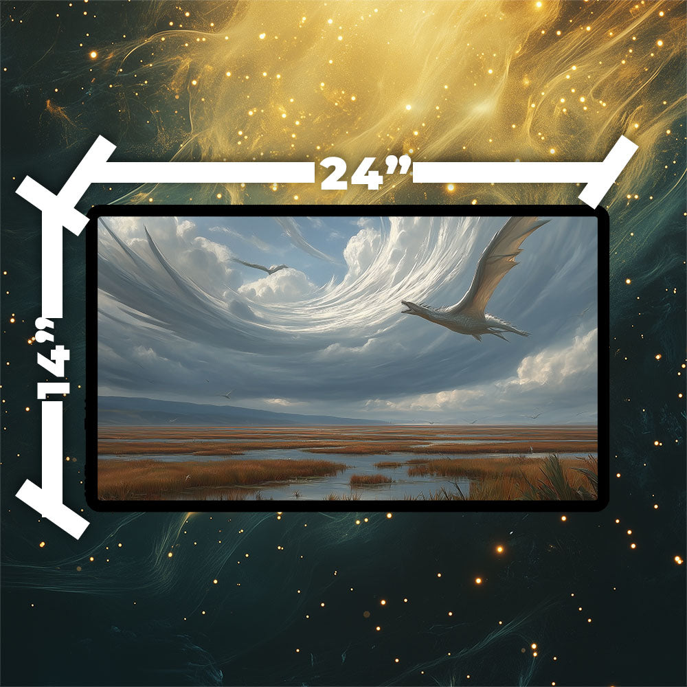 Marsh Flats Playmat | Magic the Gathering Playmat | Dragon Fetch Land MTG Playmat with Zones Option | 24x14 | 32x16