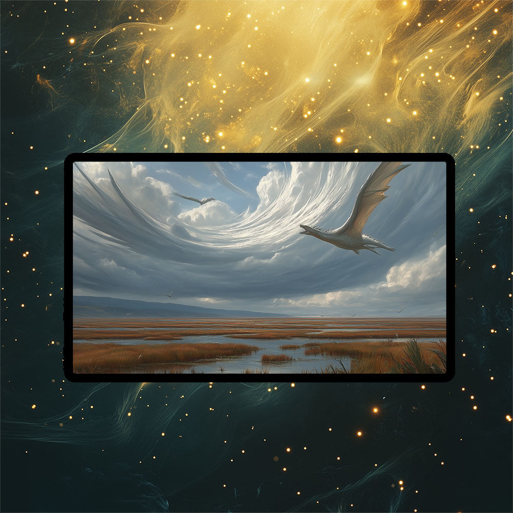 Marsh Flats Playmat | Magic the Gathering Playmat | Dragon Fetch Land MTG Playmat with Zones Option | 24x14 | 32x16