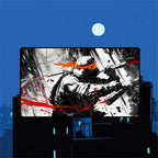 Michelangelo TMNT playmat with dramatic shadow work and graphic novel aesthetic