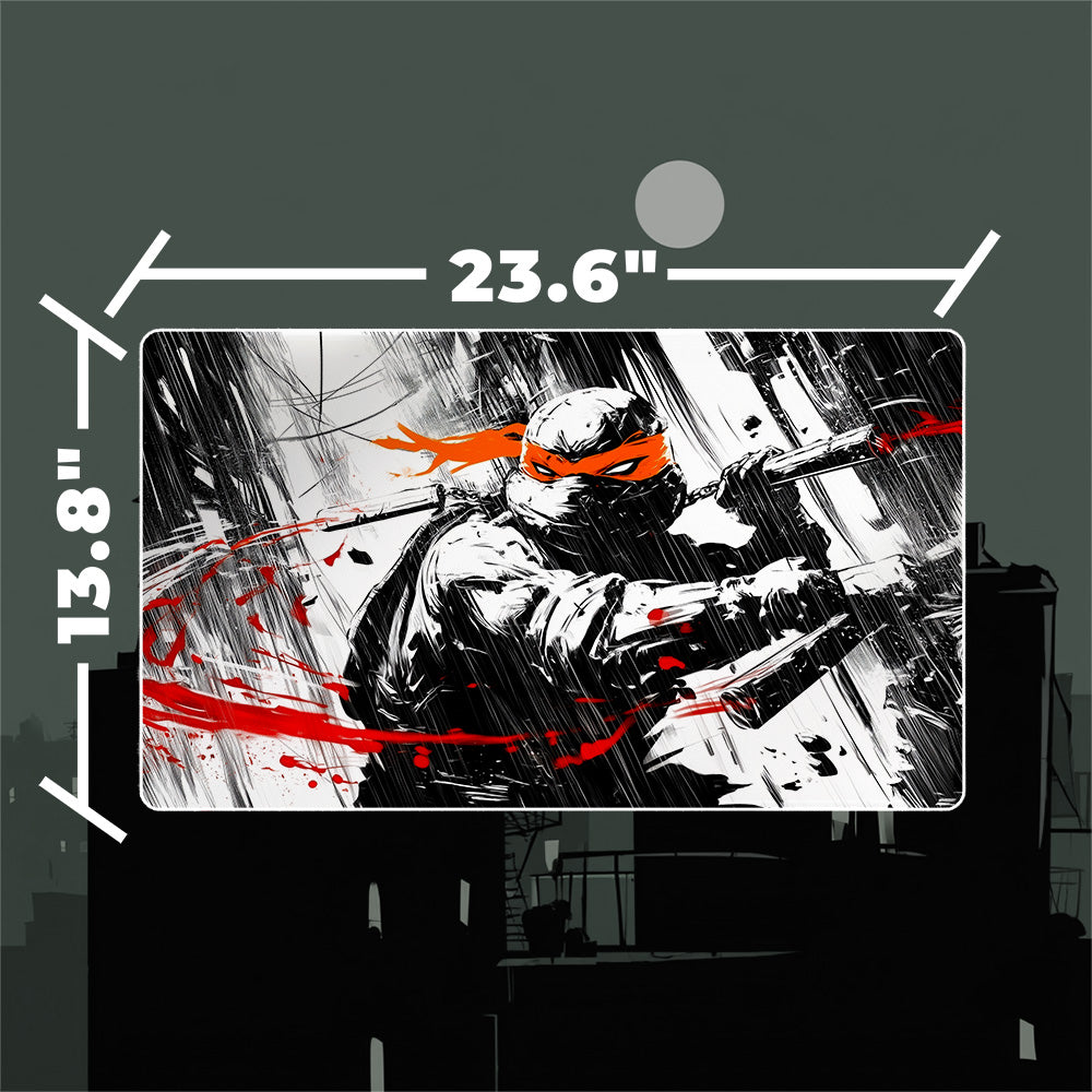 Orange Mask Turtle Warrior Playmat (Borderless) | Black Noir Ink Mat