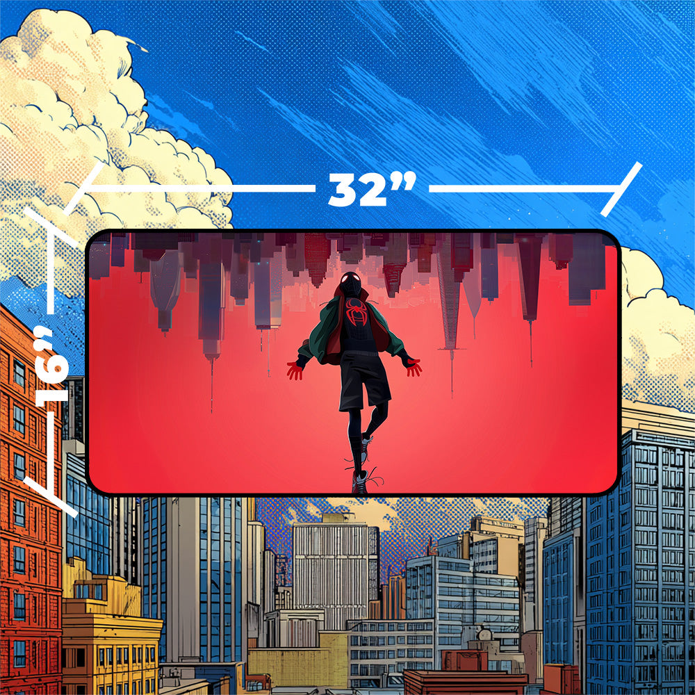 Miles Morales Playmat | Magic the Gathering Playmat | Spider-Verse Fall with Zones Option | 24x14 | 32x16