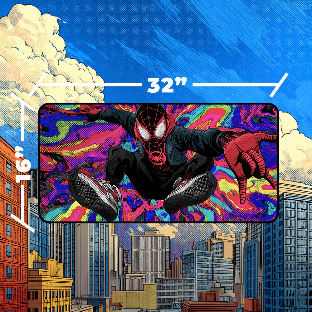 Miles Morales Playmat | Magic the Gathering Playmat | Psychedelic Spider-Verse with Zones Option | 24x14 | 32x16